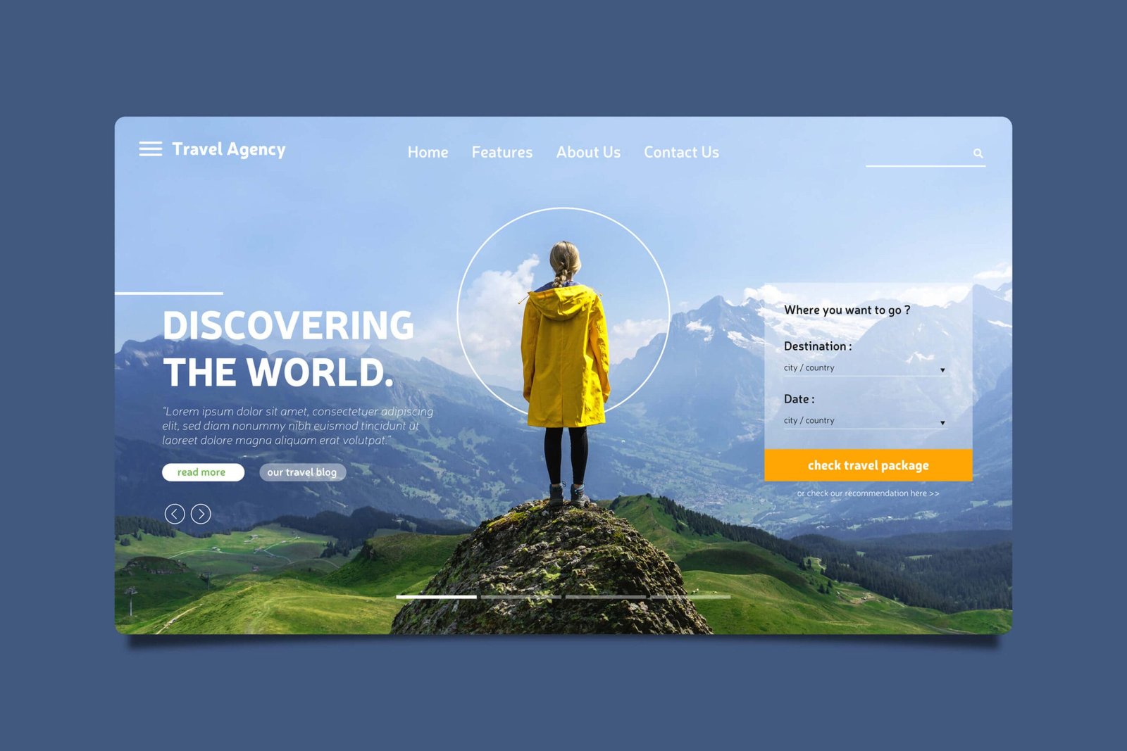 page d'accueil de site vitrine